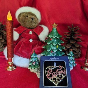 Calling All Sisters Lovely Vtg Sisters Ornament European Crystals Silver Plate